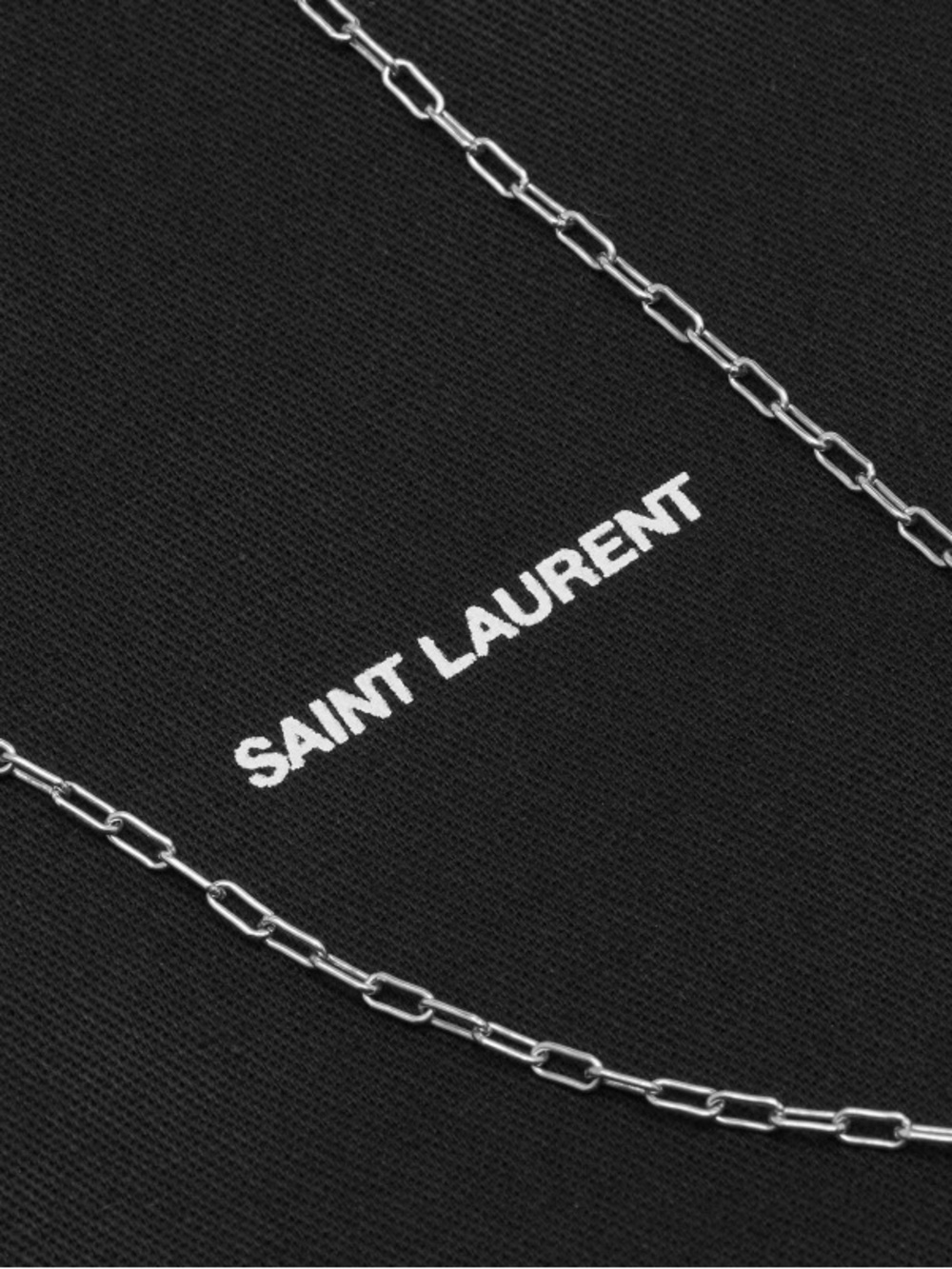 Saint Larent Rectangular Paperclip Chain Necklace in Argent Oxyde (Unisex) - Picture 3 of 9